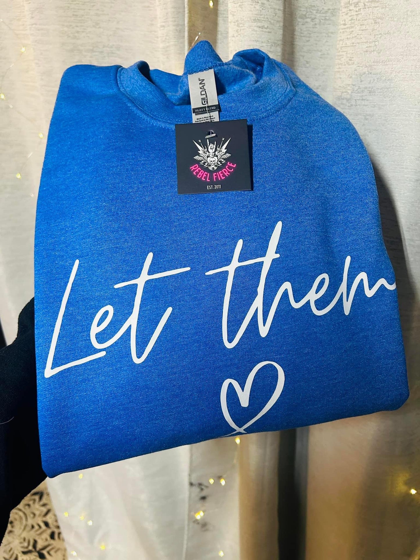 Let Them PUFF Print Royal Blue  Crewneck Sweatshirt Pullover