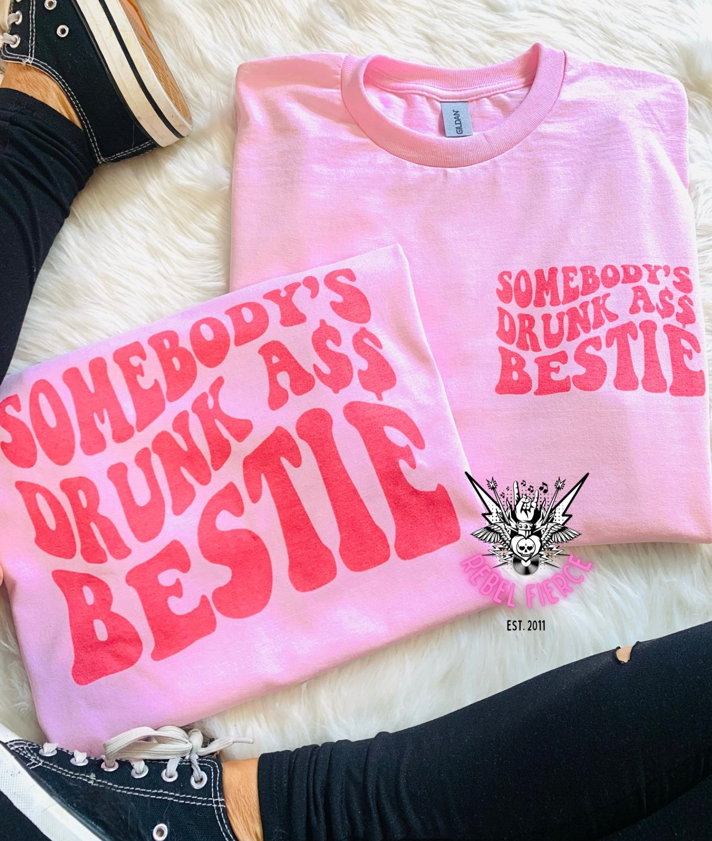 Somebody’s Drunk Ass Bestie Pink Tee