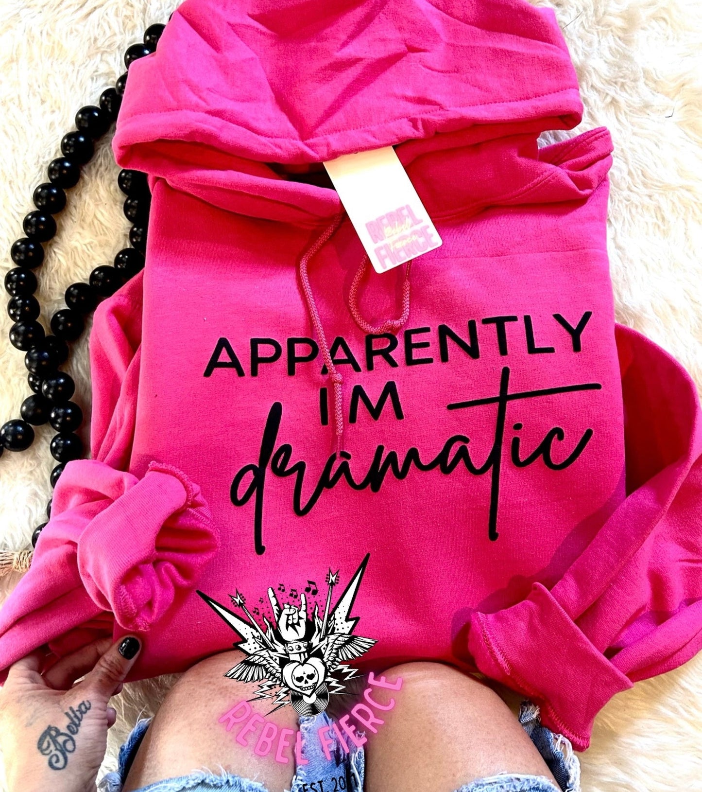 Apparently IM DRAMATIC PUFF print Rebel Pink Hoodie