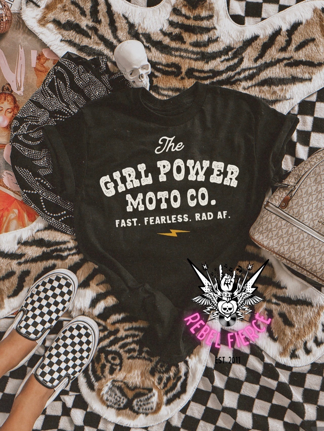 Girl Power Moto CO Black Tee