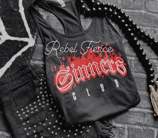 Sinners Club Black Tank