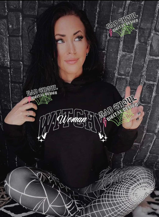 Witchy Woman Mid Crop Black Hoodie