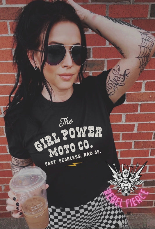 Girl Power Moto CO Black Tee