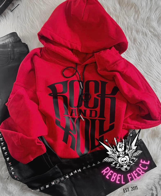 Red Rock N Roll Hoodie with Bling Black String