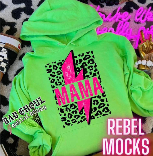 MAMA Bolt and Cheetah Print Neon Green Sweatshirt Hoodie