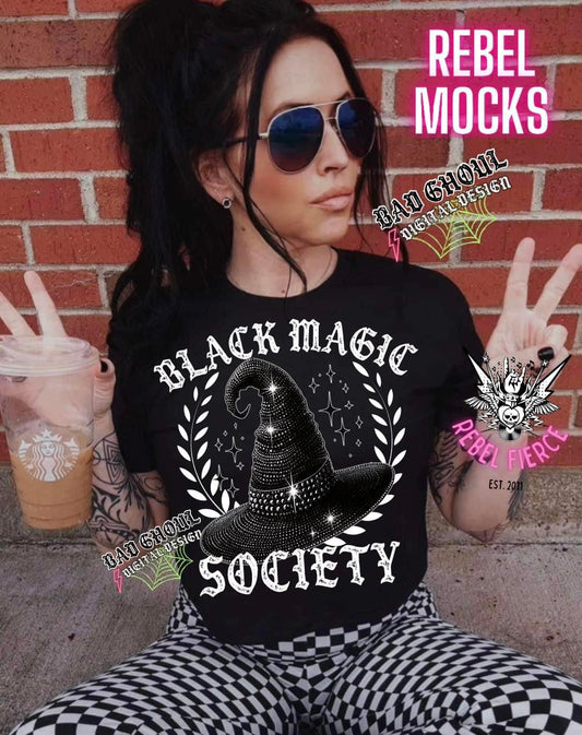 Black Magic Society Mid Crop Black Tee