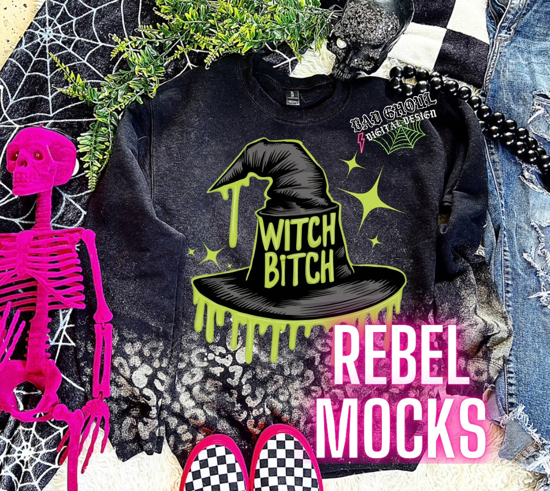 Witch Bitch Leopard Print Crew Neck Sweatshirt