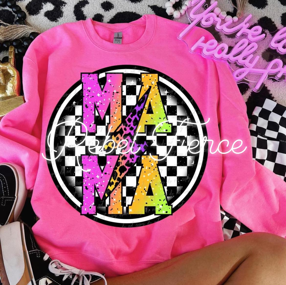 Mama Neon Pink Pullover