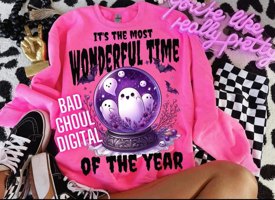 It’s The Most Wonderful Time Of The Year Crew Neck Neon Pink Sweatshirt Pull Over