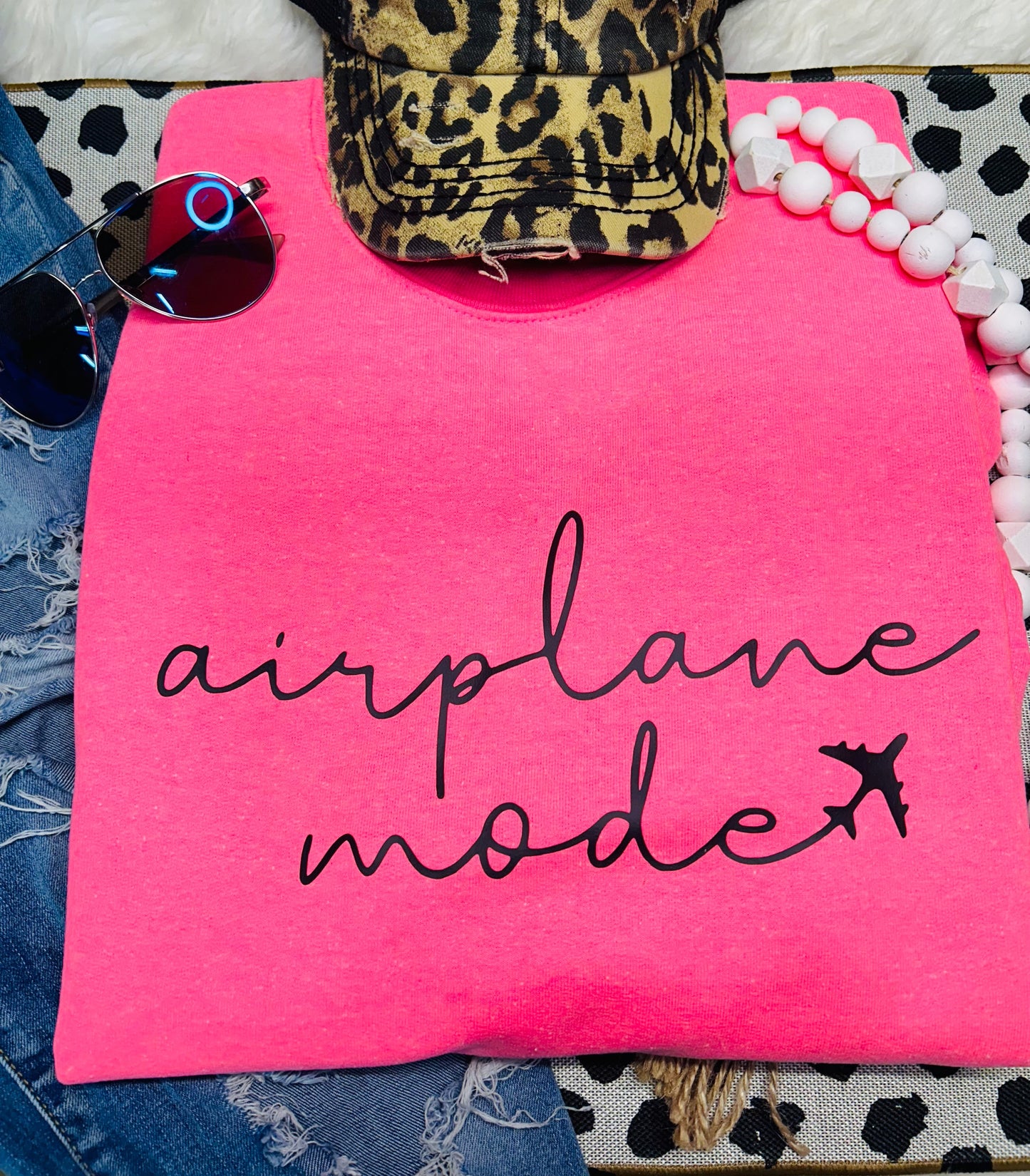 Airplane Mode Neon Pink Crew