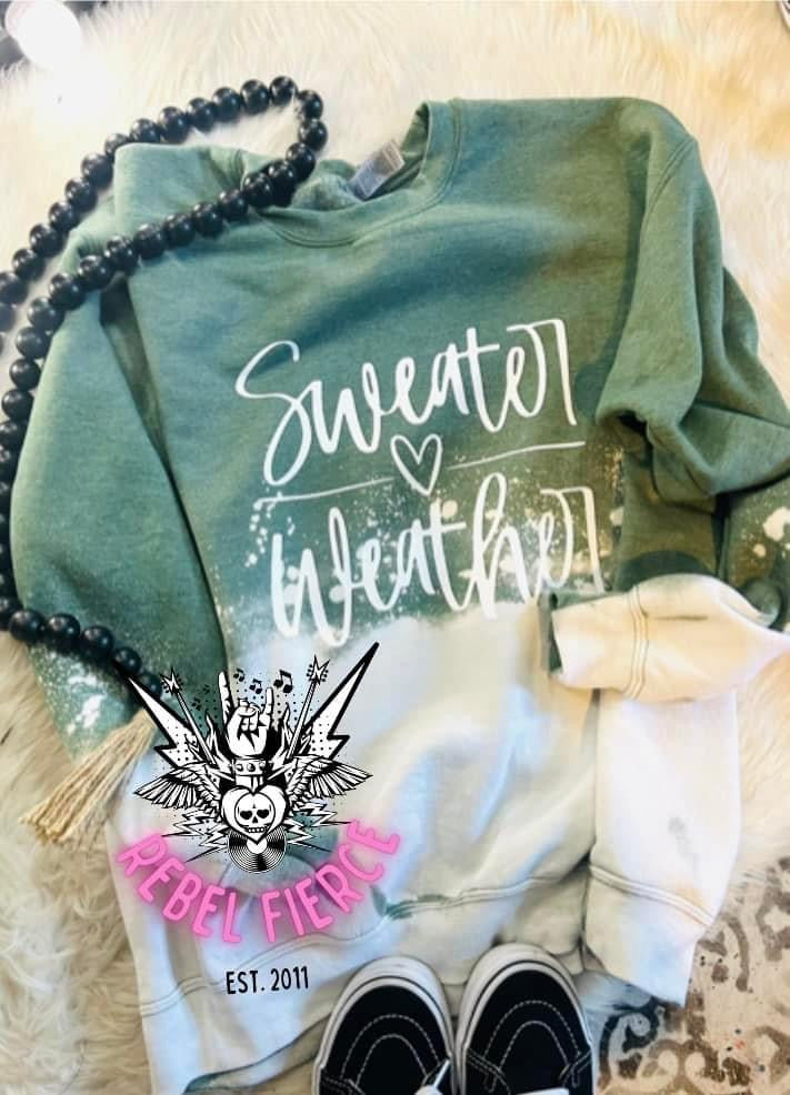 Sweater Weather Heather Green Crew Neck Sweatshirt