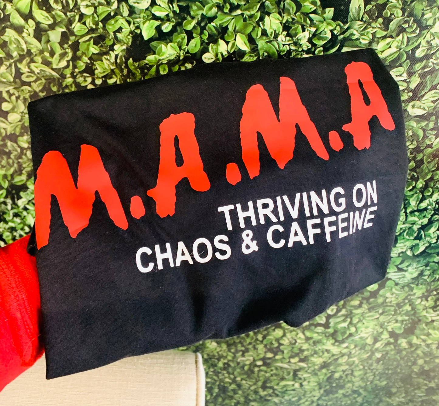 Mama Thriving on Chaos and Caffeine Black Tee