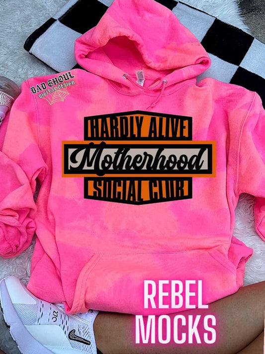 Barely Alive- Motherhood- Neon Pink Light Acid Wash Pullover Sweatshirt Hoodie