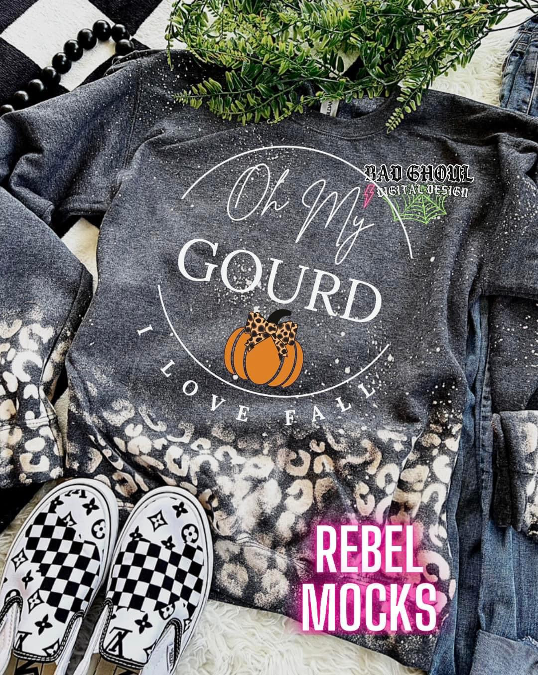 Oh My Gourd I Love Fall Gray Acid Wash Crew Neck Sweatshirt