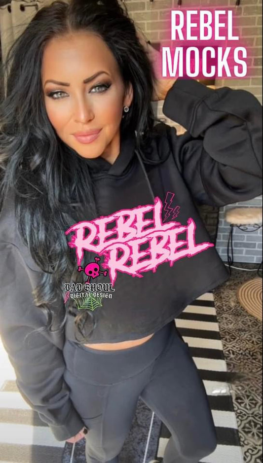 Rebel Rebel Mid Crop Black Hoodie