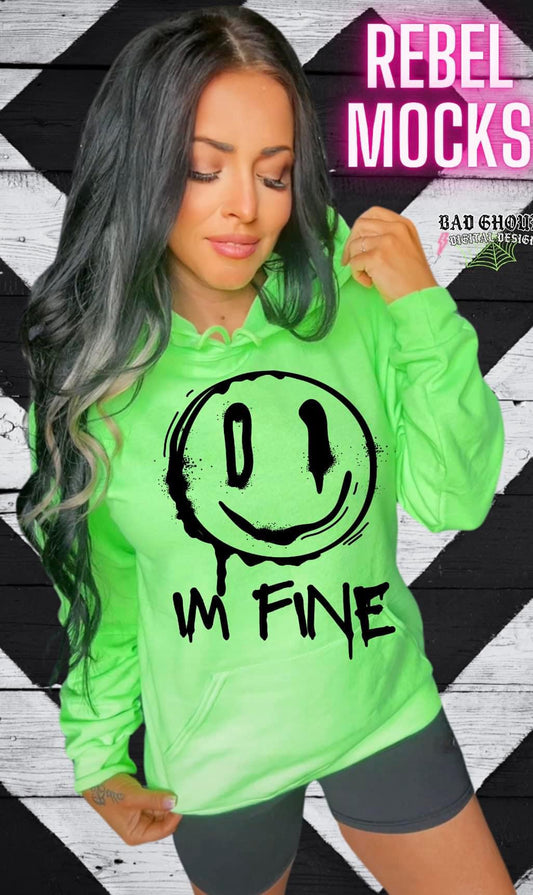 I’m Fine Neon Green Sweatshirt Pullover Hoodie