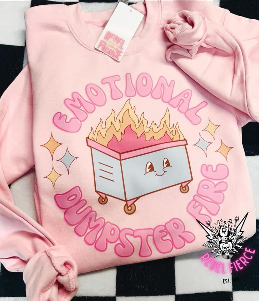 Emotional Dumpster Fire Light Pink Sweatshirt