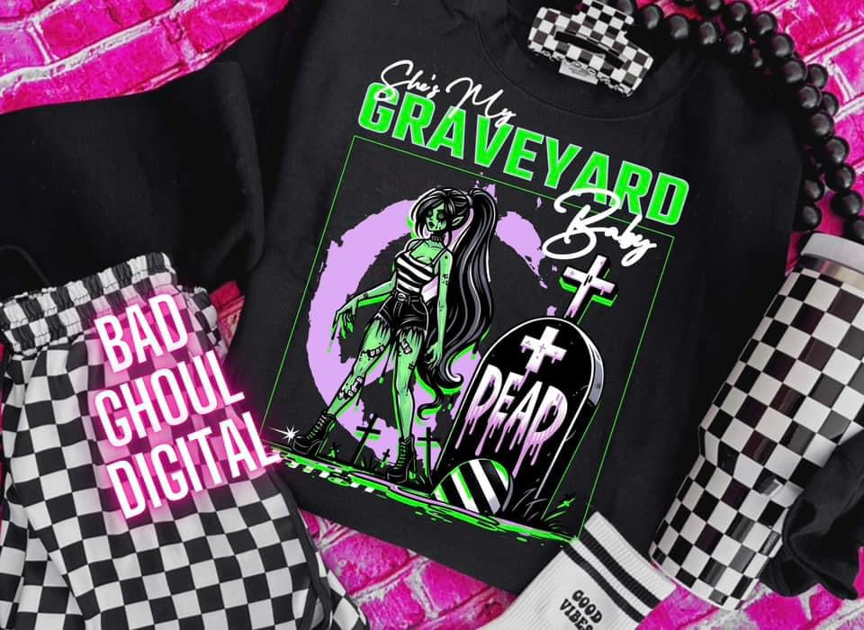 Graveyard Baby Black Crew Neck Sweatshirt