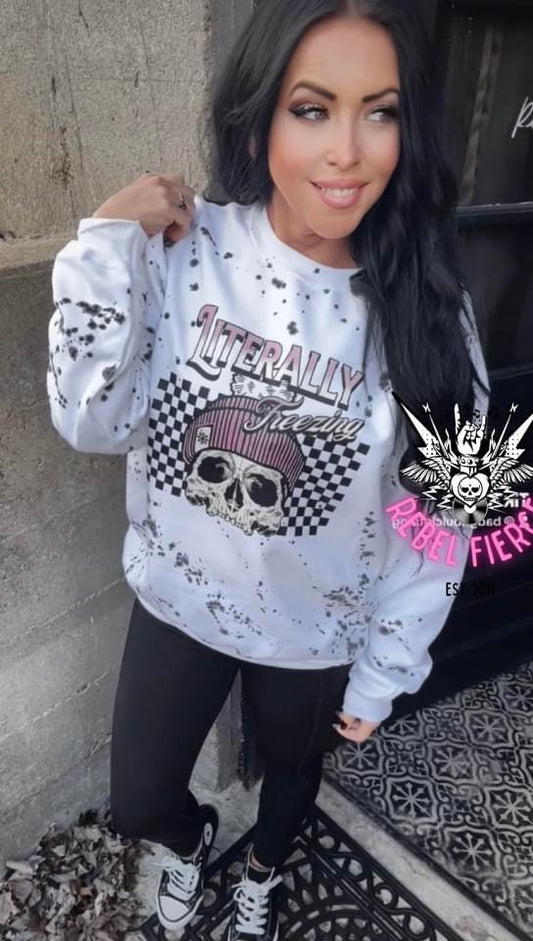 Literally Freezing Splatter Crew Neck Sweatshirt