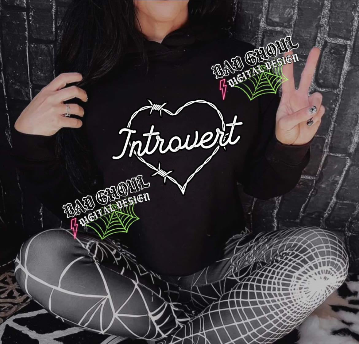 Introvert Mid Crop Black Hoodie