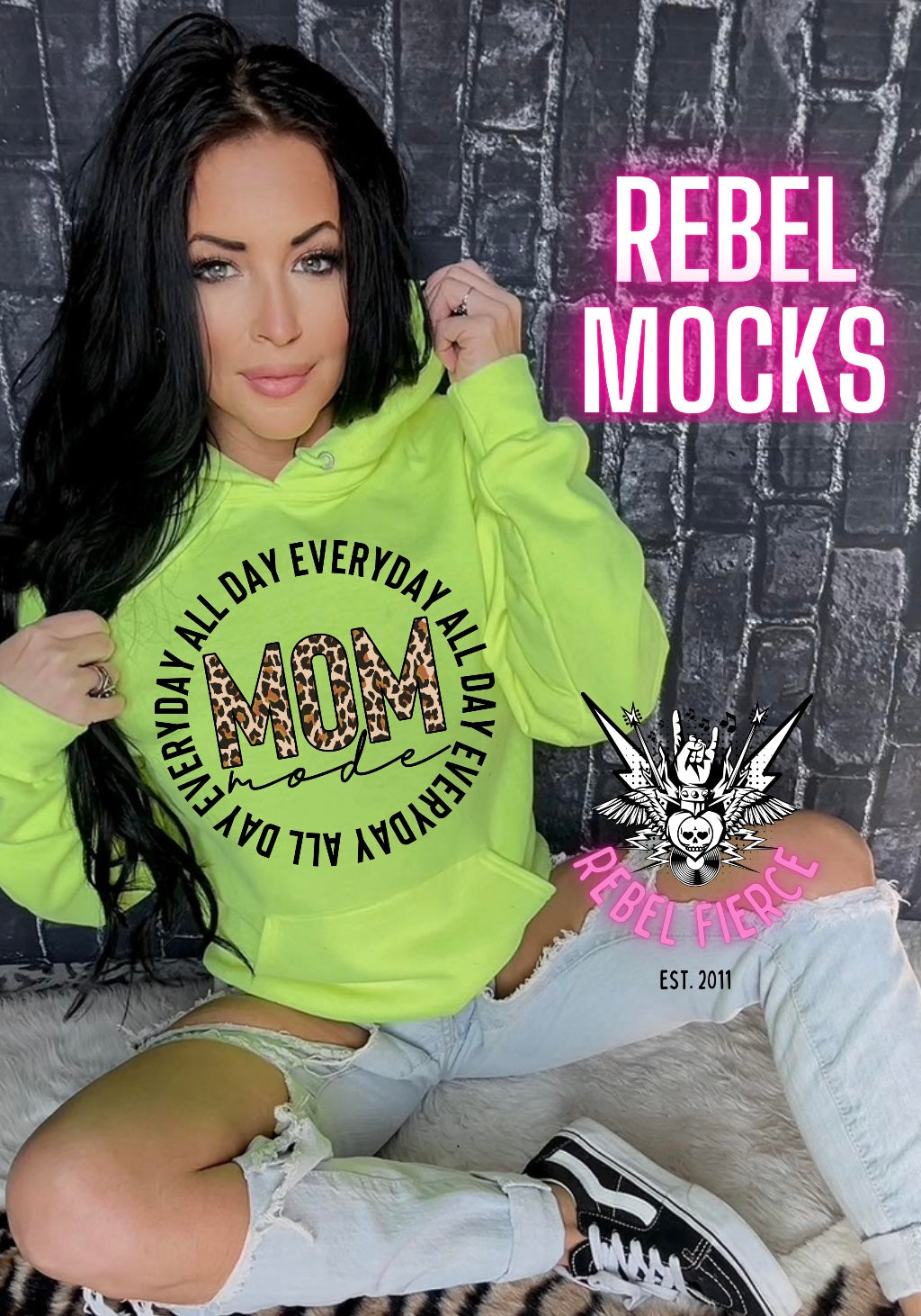 Mom Mode Neon Yellow Hoodie  Sweatshirt