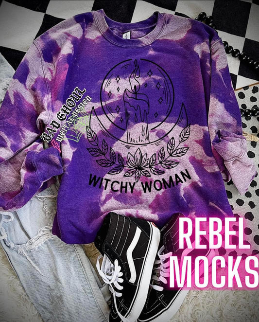 Witchy Woman Acid Wash Rebel PURPLE Crew Neck Sweatshirt