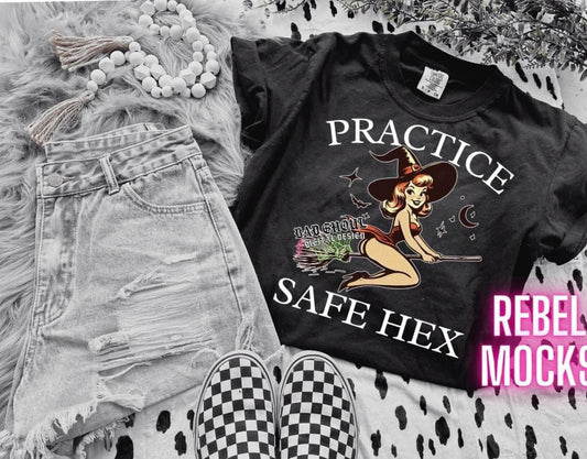 Practice Safe Hex Black Tee