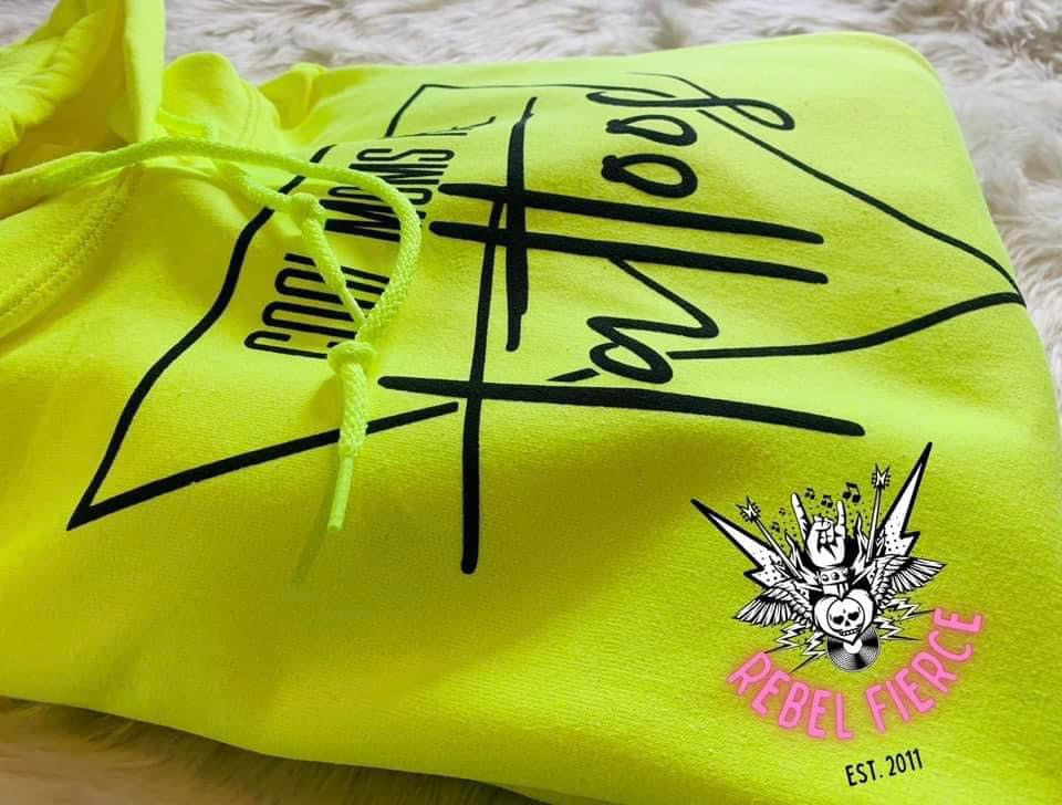 Cool Moms Have Tattoos PUFF Neon Hoodie