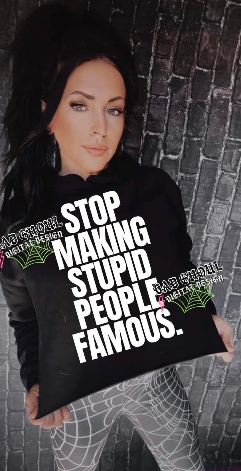 Stop Making Stupid People Famous Mid Crop Black Hoodie