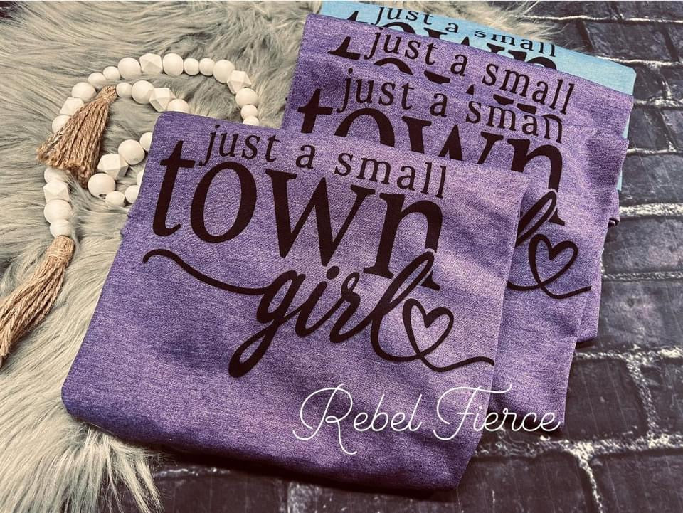 Just A Snall Town Girl Heather Purple Tee