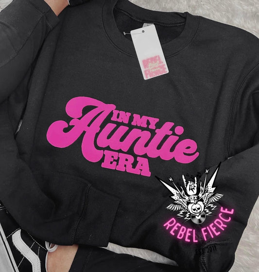 In My Auntie Era Black PUFF Crew Neck Sweatshirt Pullover