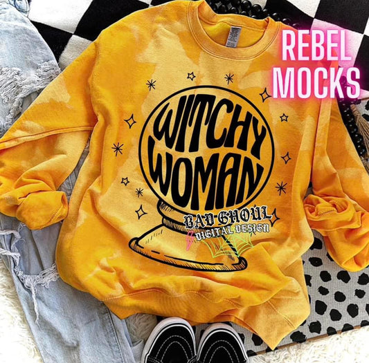 Witchy Woman Gold Acid Washed Pullover Sweatshirt