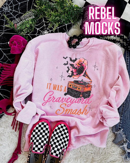 Light Pink Graveyard Smash Crew Neck Sweatshirt Pullover