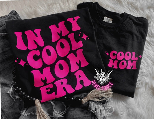 Cool Mom Era Black and Pink Crew Neck Sweatshirt