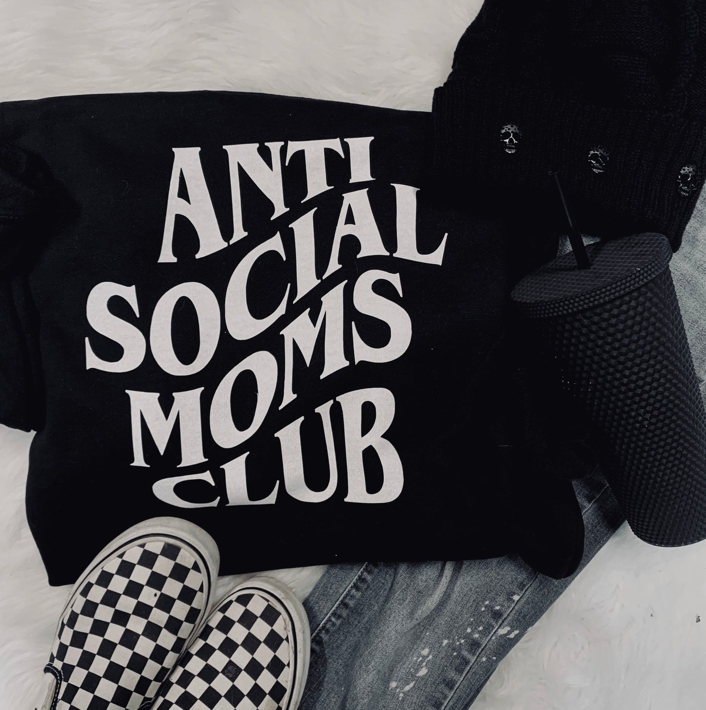 Anti Social Moms Club Black Crew Neck Sweatshirt