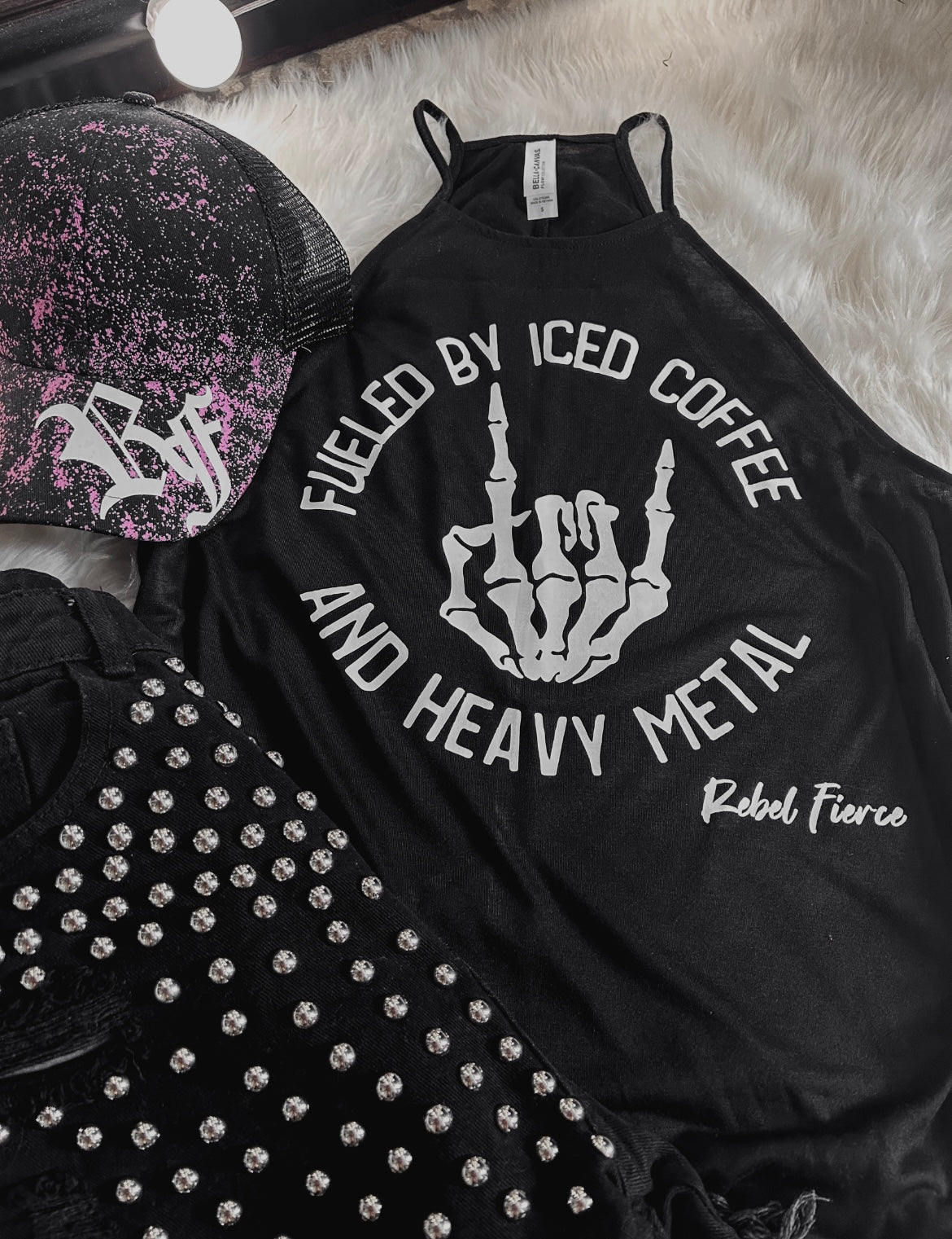 Coffee and Heavy Metal Flowy Tank OR Tee