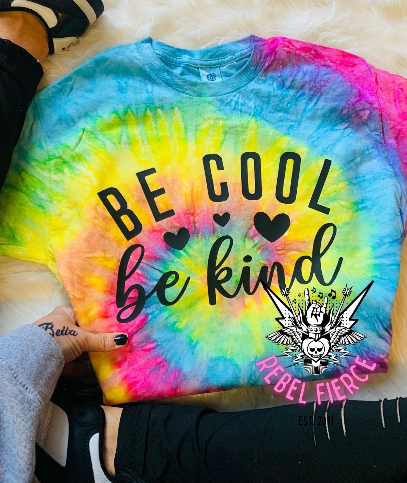 Be Cool Be Kind Neon Tie Dye Tee